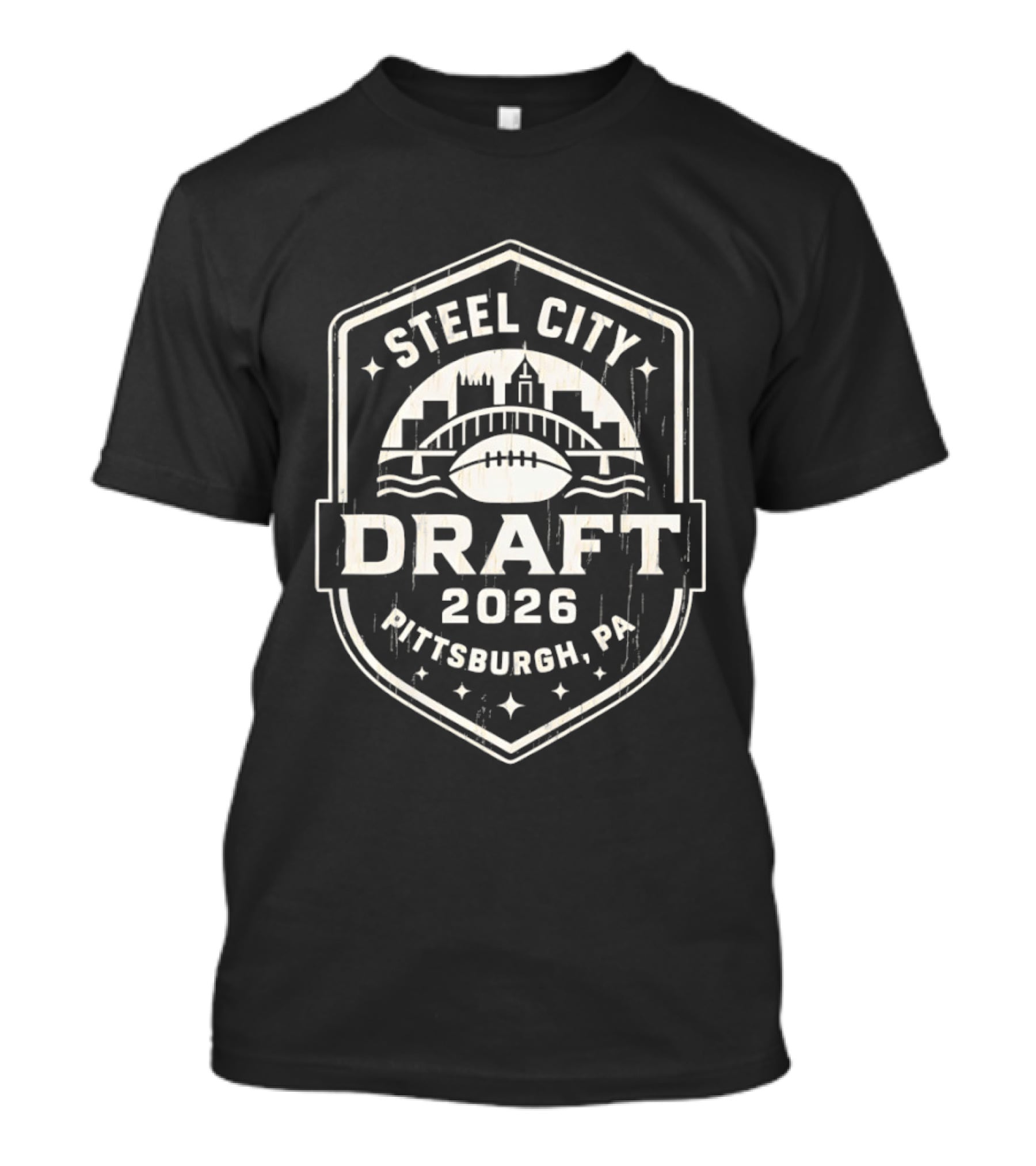 Steel City Draft 2026 Pittsburgh PA Football Skyline T-Shirt