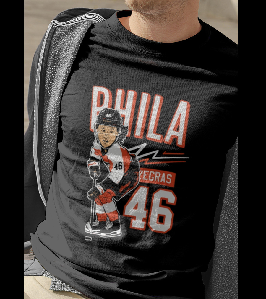 Phila Zegras 46 Caricature Philadelphia Flyers NHL Hockey 2026 T-Shirt