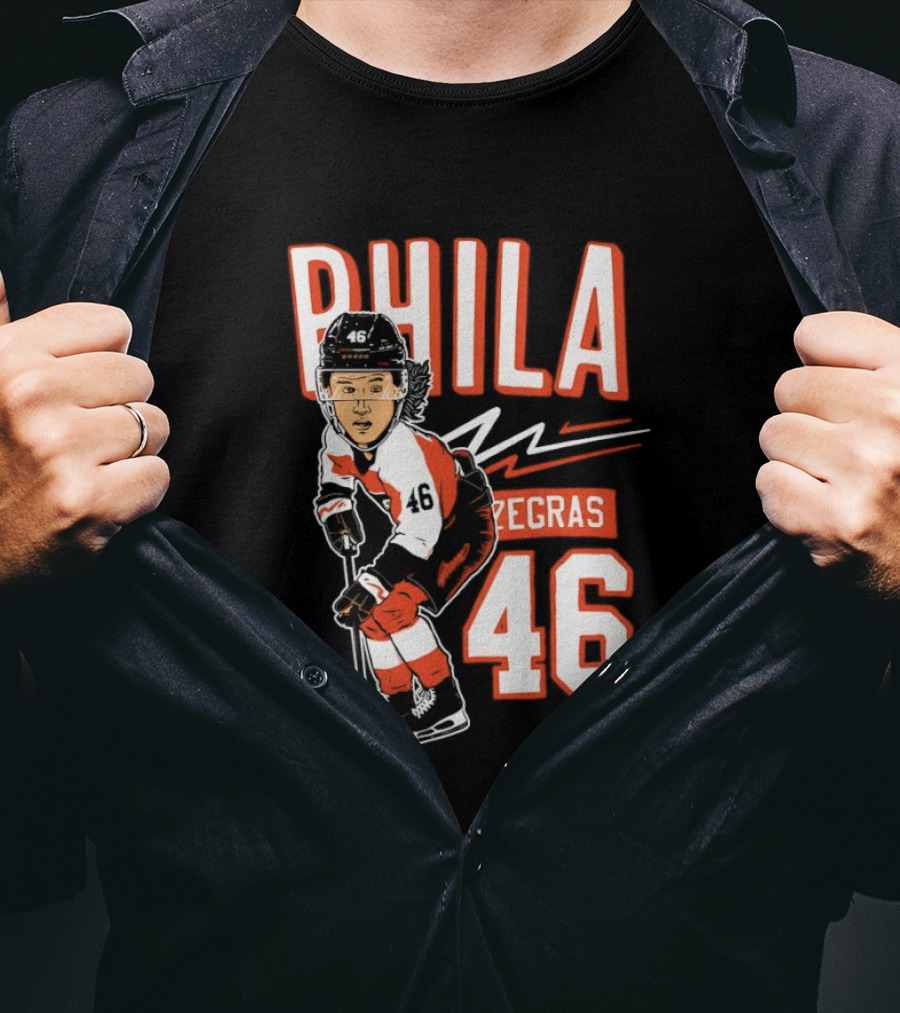 Phila Zegras 46 Caricature Philadelphia Flyers NHL Hockey 2026 T-Shirt