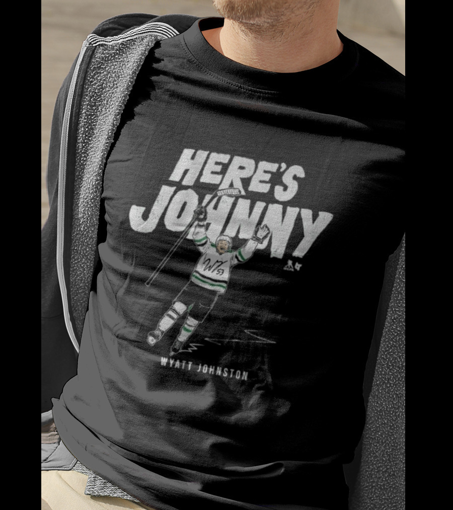 Wyatt Johnston Here's Johnny Hockey Celebration T-Shirt