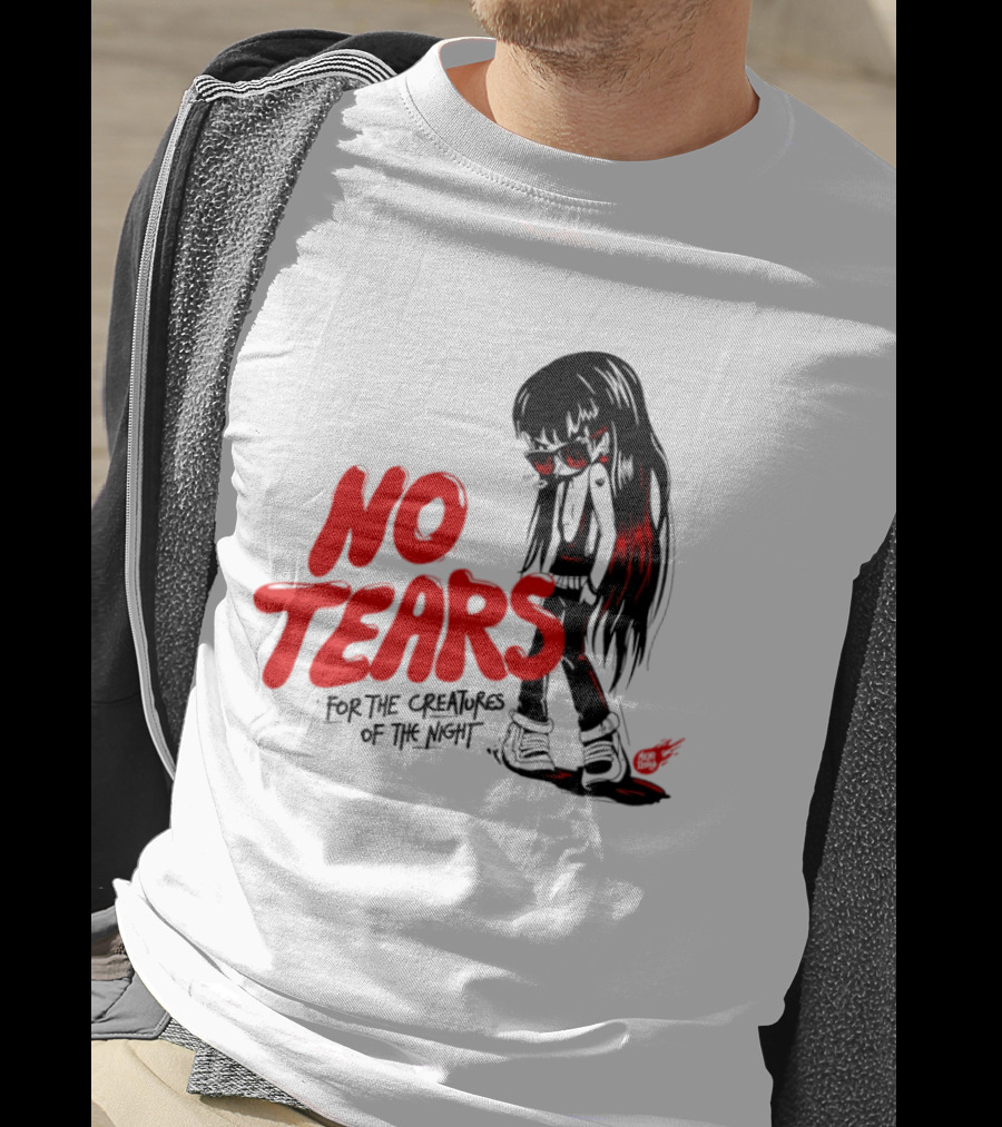 No Tears For The Creatures Of The Night Anime Gothic Style With Red Highlights T-Shirt
