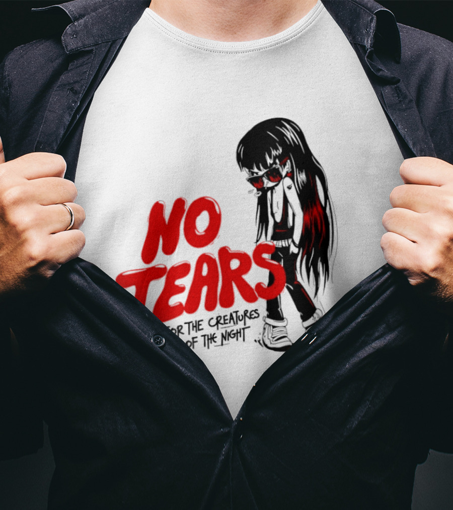 No Tears For The Creatures Of The Night Anime Gothic Style With Red Highlights T-Shirt