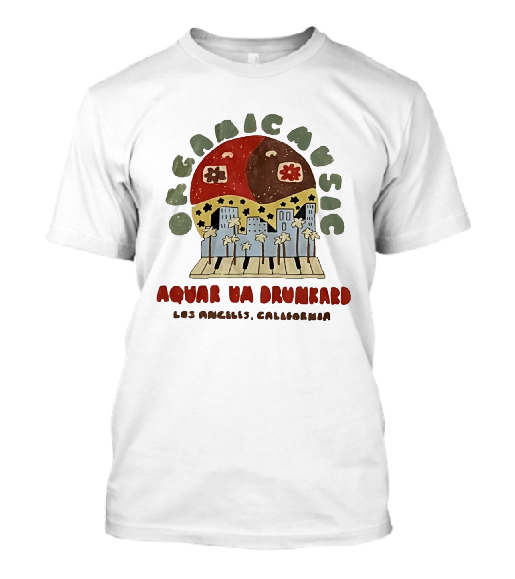 Organic Music Aquarium Drunkard Los Angeles California City Skyline Piano T-Shirt