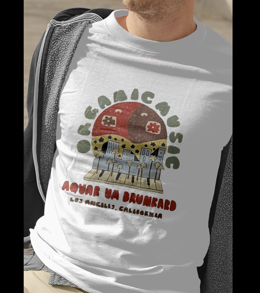 Organic Music Aquarium Drunkard Los Angeles California City Skyline Piano T-Shirt