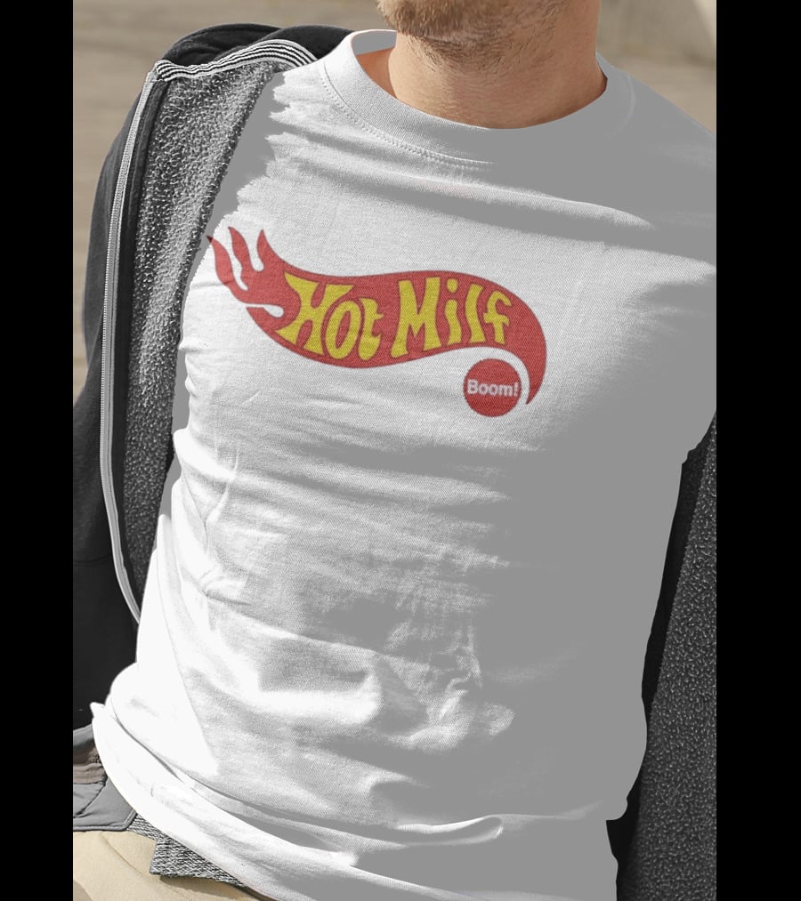 Hot Milf Boom Flame Motif T-Shirt