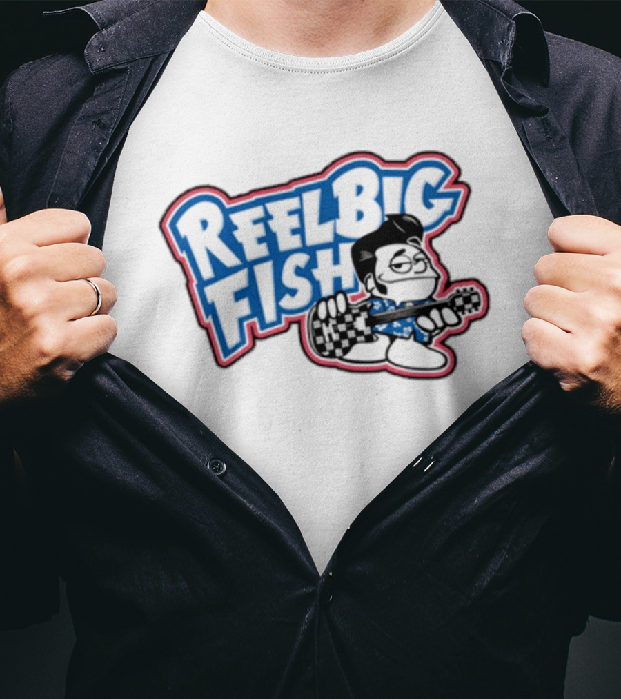 Reel Big Fish Cartoon Character With Guitar T-Shirt