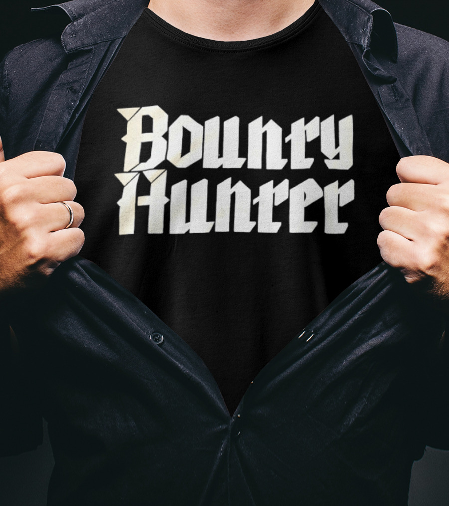 Bounty Hunter Typography Style White T-Shirt