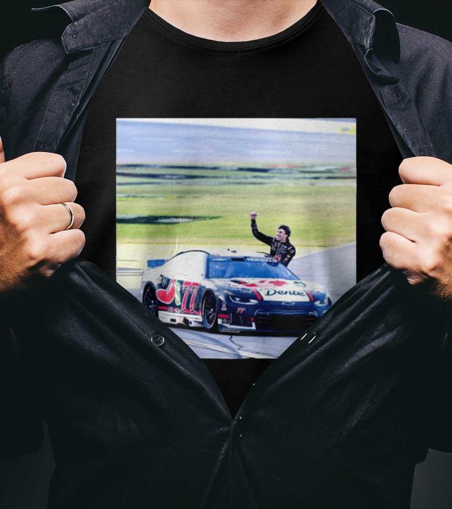 Carson Hocevar First Win Nascar Cup Series 2026 Talladega Number 77 Car Victory Celebrating Dente T-Shirt