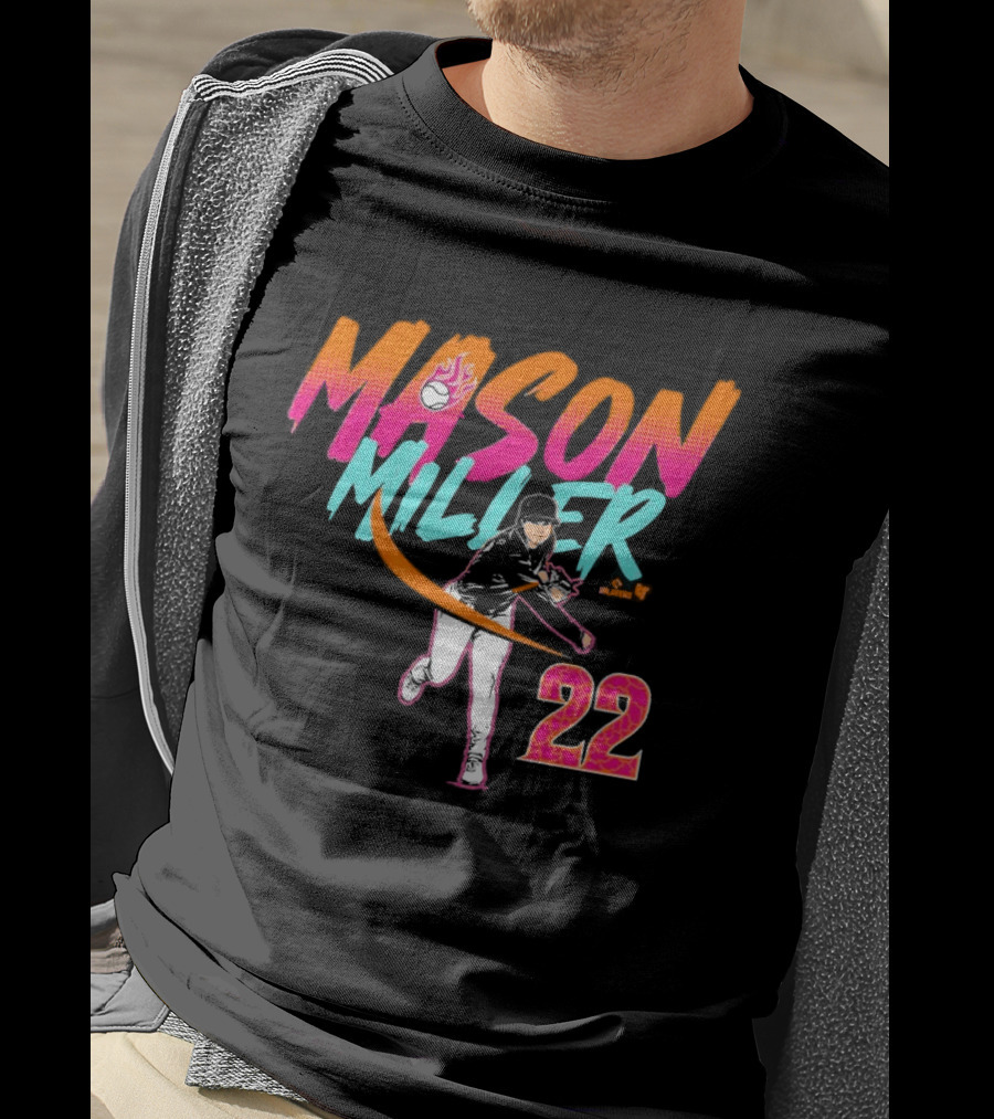 Mason Miller 22 Flaming Baseball Pitcher City Edition T-Shirt