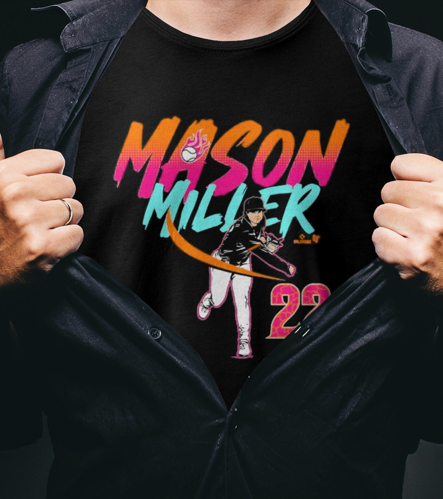 Mason Miller 22 Flaming Baseball Pitcher City Edition T-Shirt