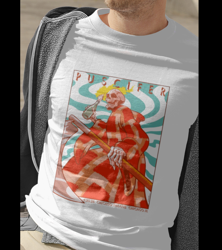 Puscifer Skeleton Art Chicago Theatre 2023 Concert Merchandise T-Shirt