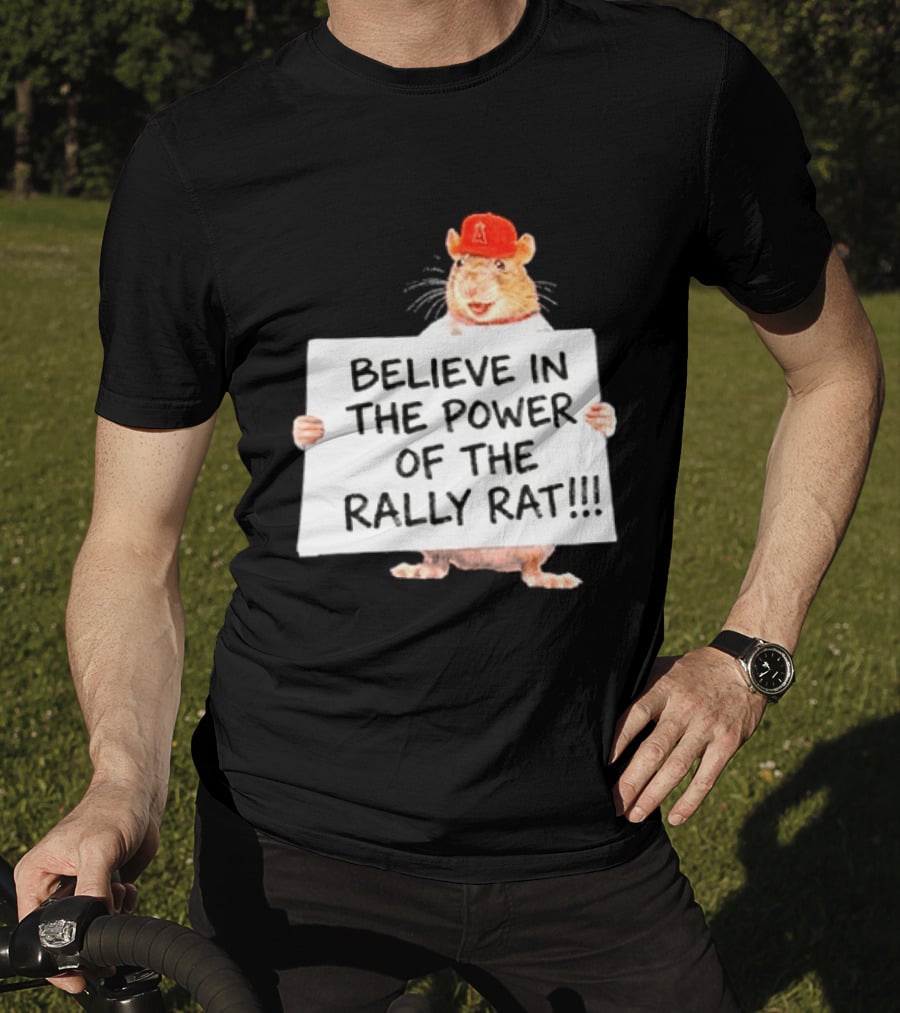 Believe In The Power Of The Rally Rat Red Cap Baseball Fan Spirit T-Shirt