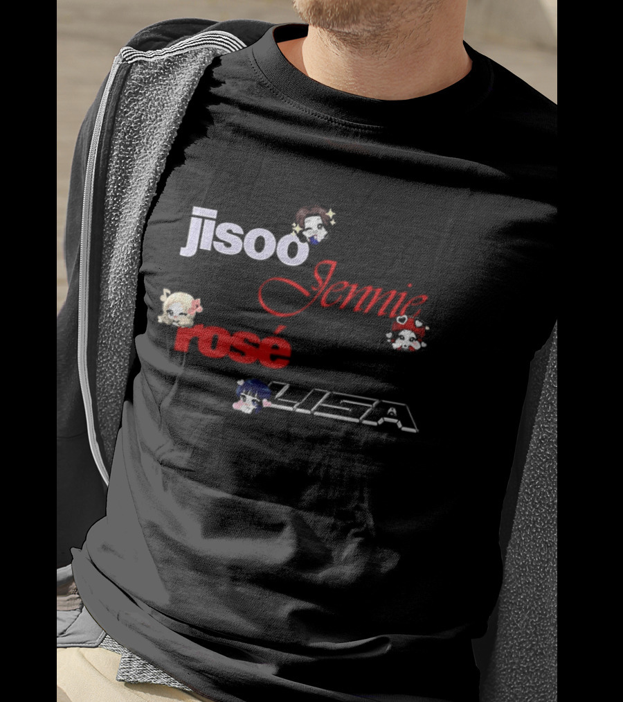Jisoo Jennie Rosé Lisa Cute Cartoon Characters Fan T-Shirt