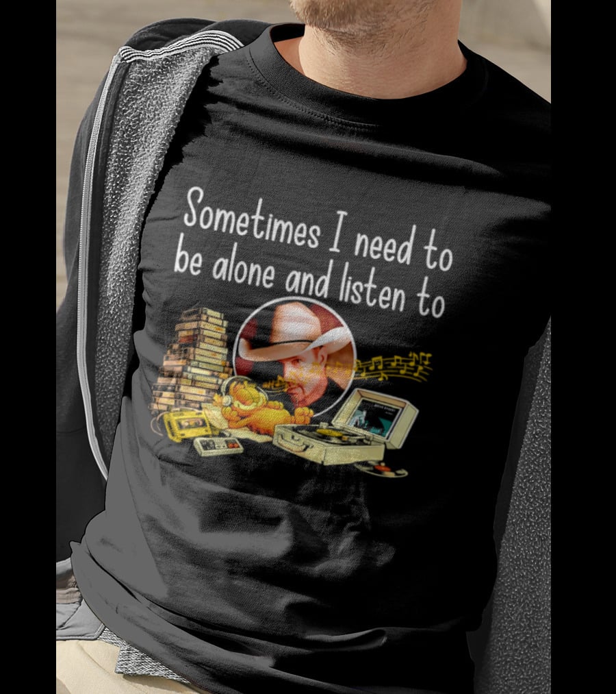 Garth Brooks Orange Cat Sometimes I Need To Be Alone And Listen To Music Retro Stack T-Shirt