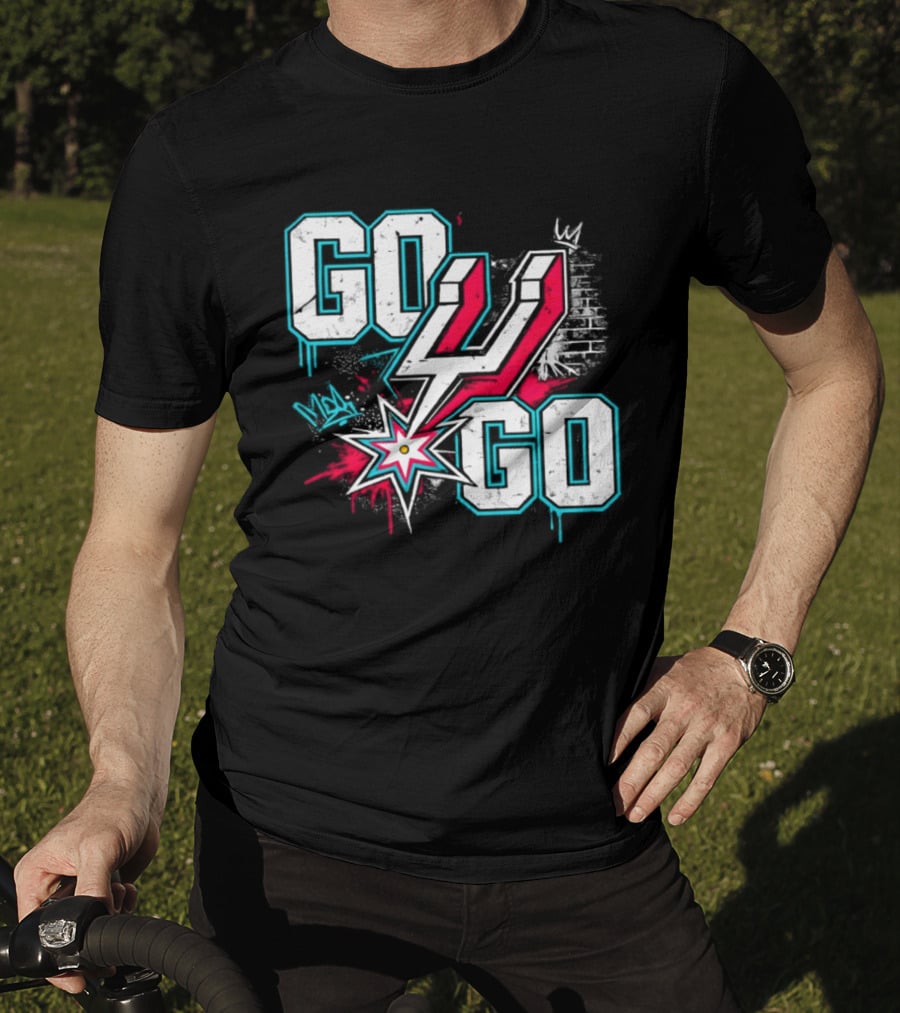San Antonio Spurs Go Spurs Go Basketball Graffiti 4 Star T-Shirt