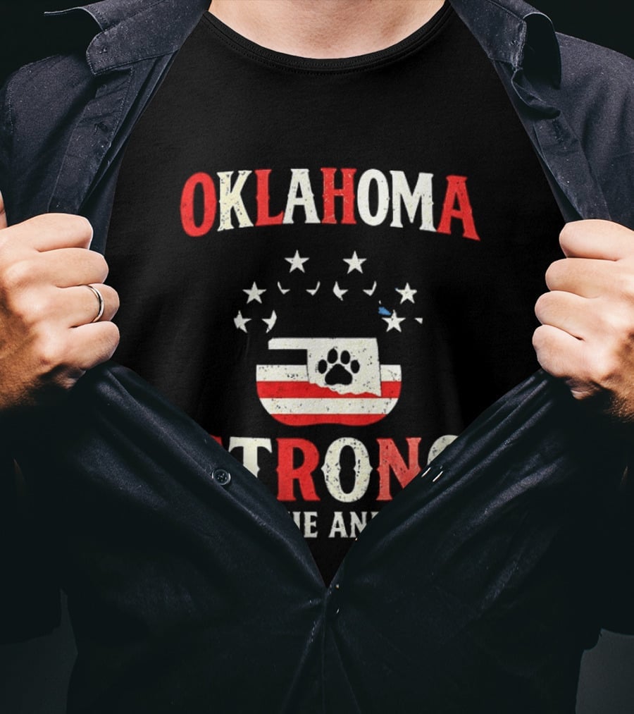 Oklahoma Strong Save The Animals Paw Print Flag Stars T-Shirt