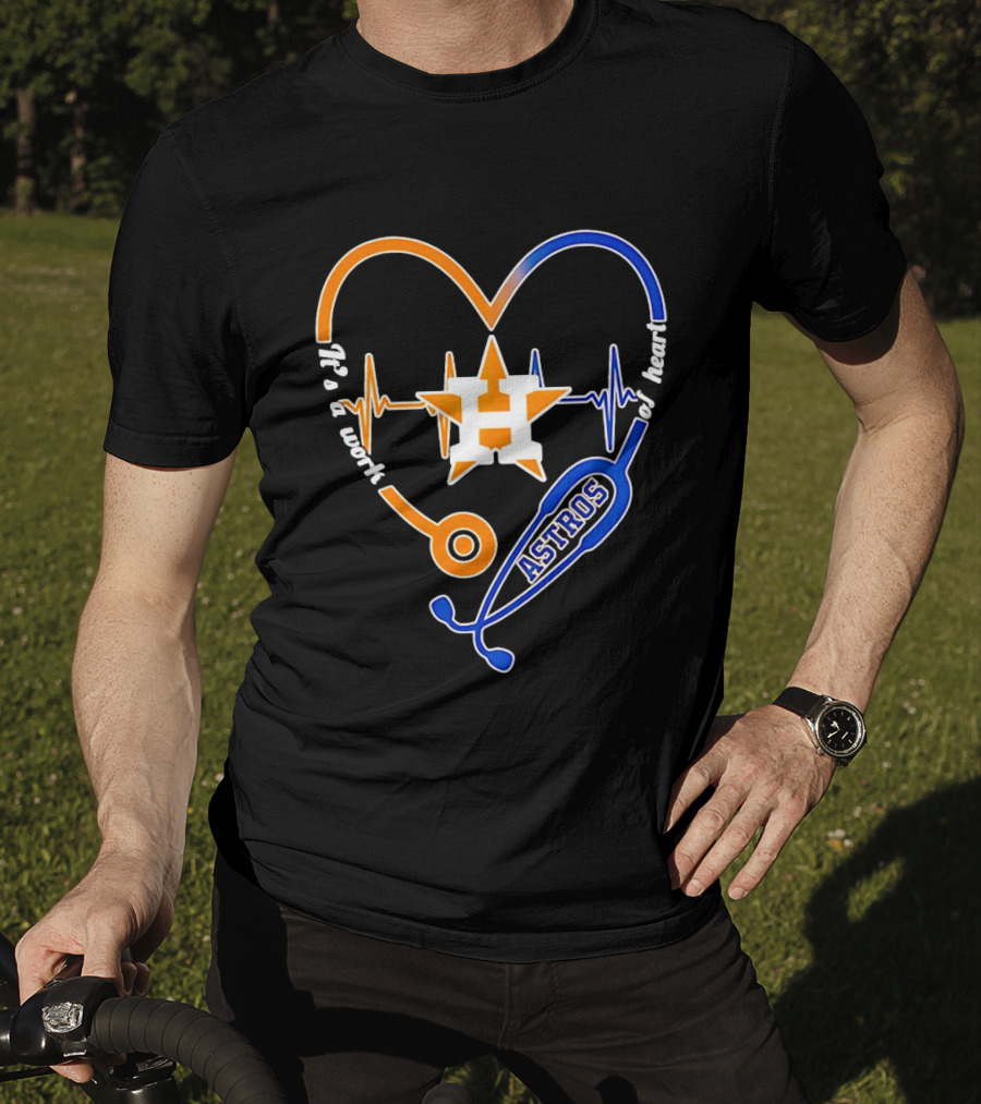 Houston Astros Nurse Heartbeat Stethoscope It's A Work Of Heart MLB T-Shirt