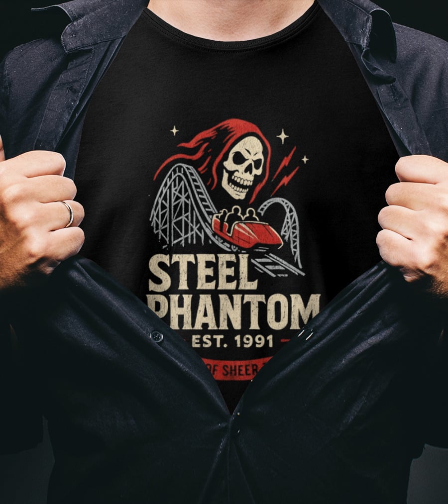 Steel Phantom 80 MPH Of Sheer Terror Pittsburgh Steelers Skeleton Est 1991 T-Shirt