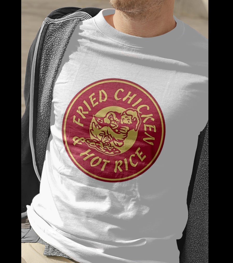 Fried Chicken And Hot Rice Vintage Style Circle T-Shirt