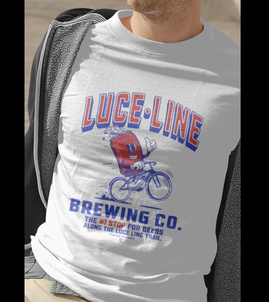 Luce Line Brewing Co The 1 Stop For Beers Along The Luce Line Trail Featuring Cycling Can T-Shirt