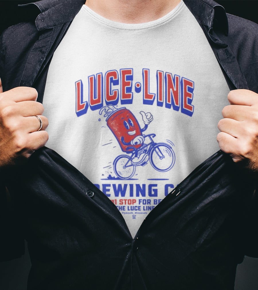 Luce Line Brewing Co The 1 Stop For Beers Along The Luce Line Trail Featuring Cycling Can T-Shirt