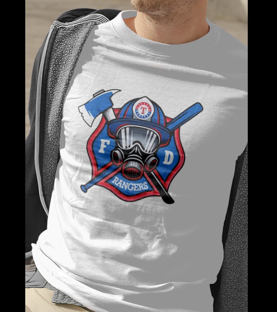 Texas Rangers Firefighter Spirit FD Rangers Ax And Bat T-Shirt