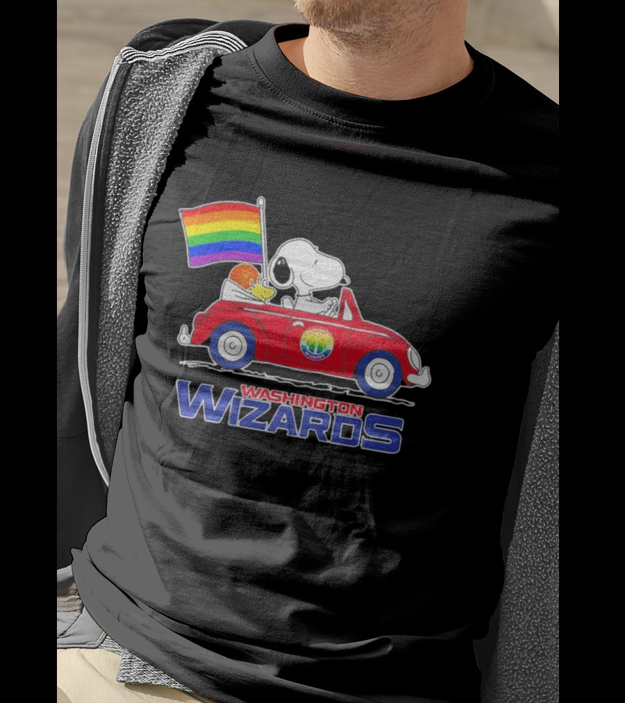Washington Wizards Snoopy Woodstock Rainbow Pride Car T-Shirt