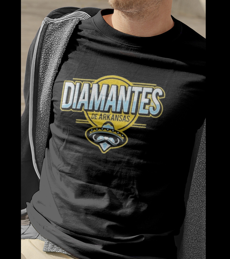 Diamantes De Arkansas Travelers Baseball Team Mustache T-Shirt