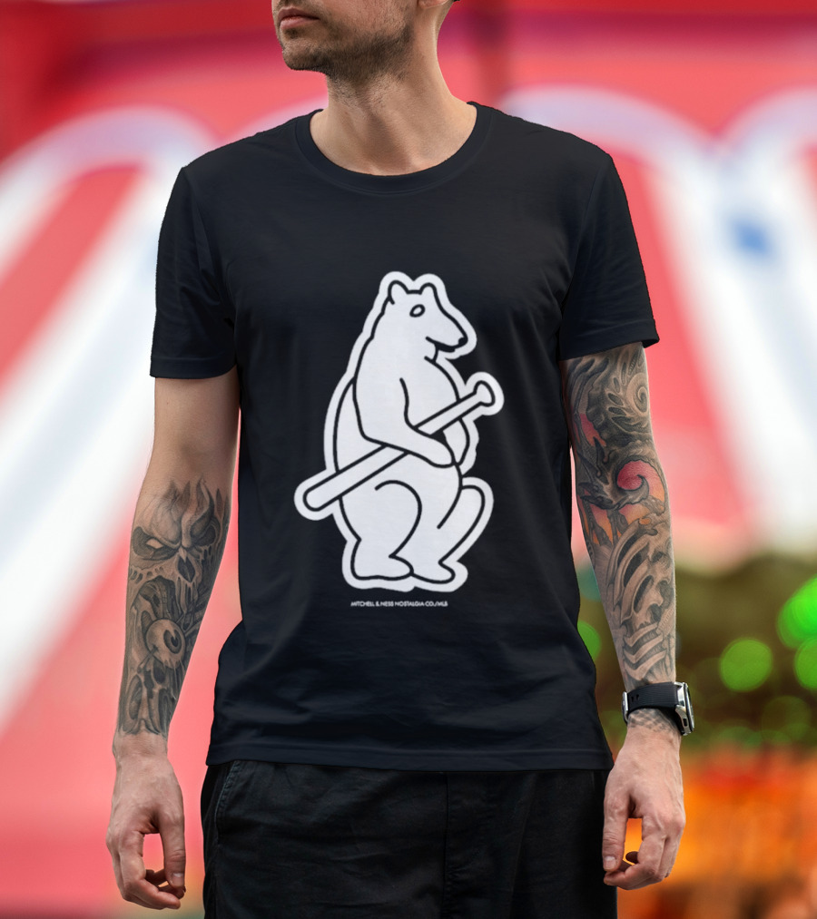 Chicago Cubs Mitchell & Ness Vintage Bear With Bat T-Shirt