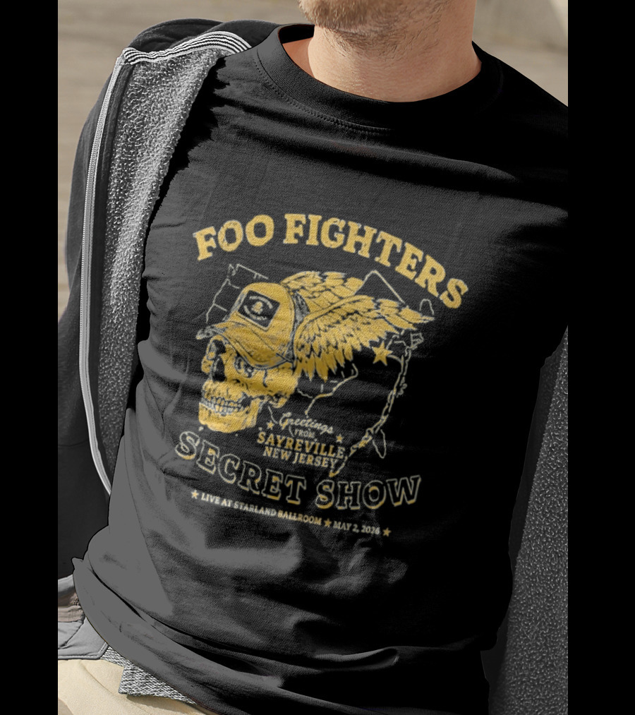 Foo Fighters Sayreville New Jersey 2026 Secret Show Winged Skull Starland Ballroom May 2 T-Shirt