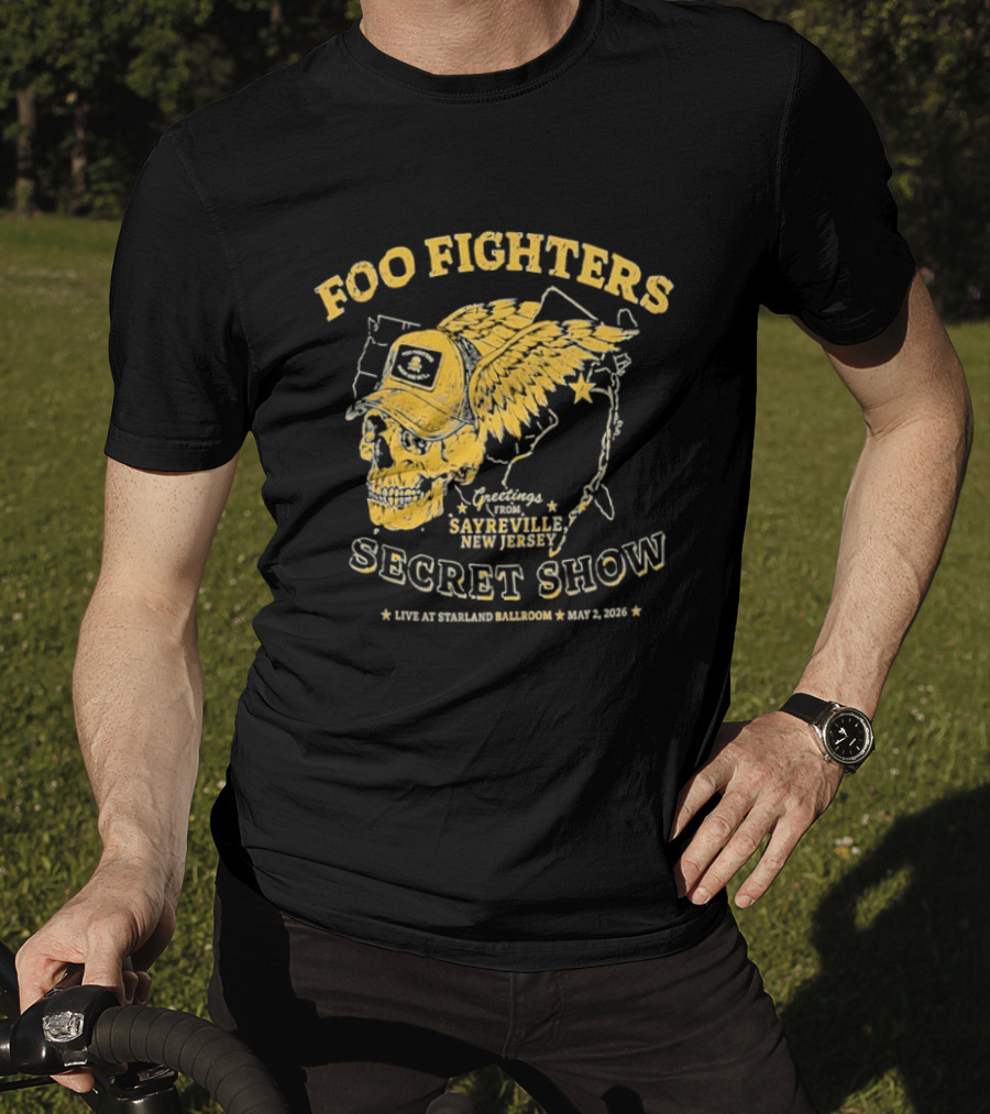 Foo Fighters Sayreville New Jersey 2026 Secret Show Winged Skull Starland Ballroom May 2 T-Shirt