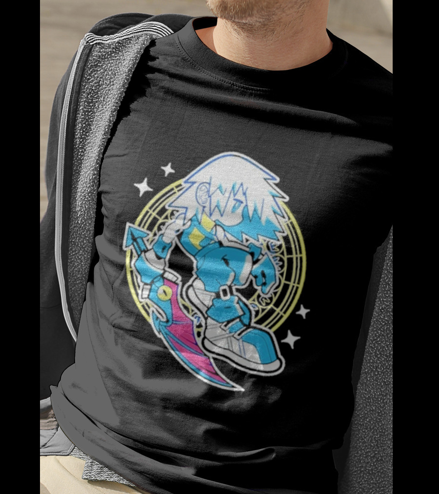 Riku Anime Cartoon Character With Sword And Stars In Pastel T-Shirt