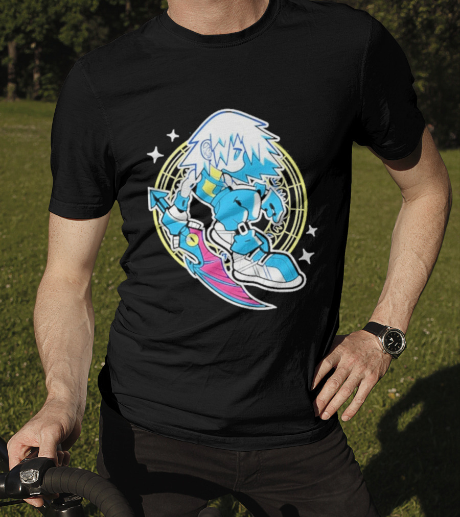 Riku Anime Cartoon Character With Sword And Stars In Pastel T-Shirt