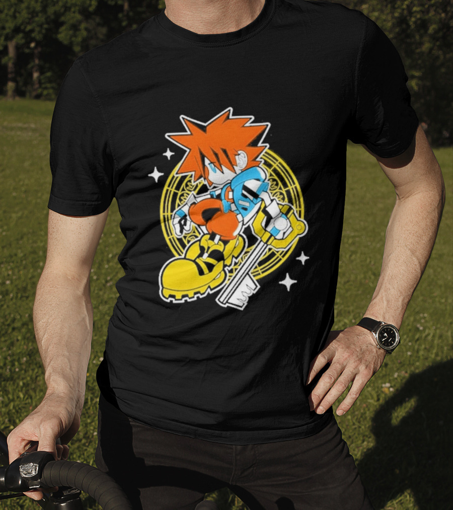 Sora Keyblade Cartoon Character With Bold Colors And Magic Circle T-Shirt