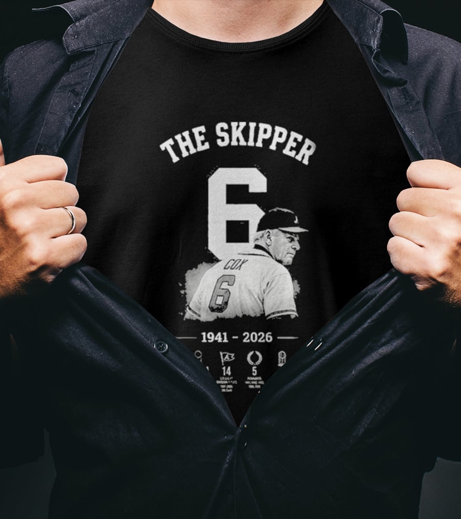 The Skipper 1941 2026 Number 6 Legendary Braves Manager T-Shirt