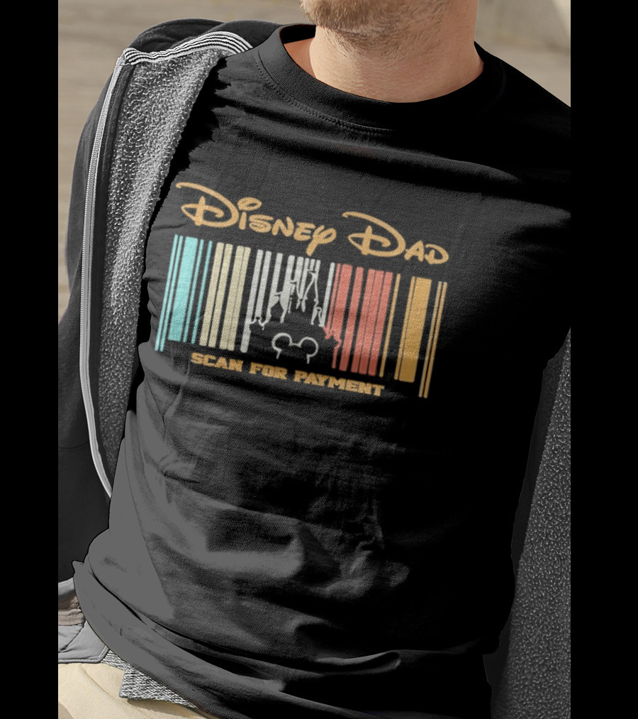 Disney Dad Barcode Castle Scan For Payment Father's Day T-Shirt