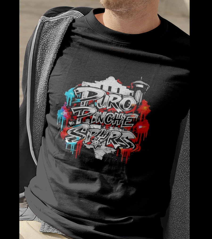 Puro Pinche Spurs San Antonio Vibes Alamo Skyline Fiesta T-Shirt