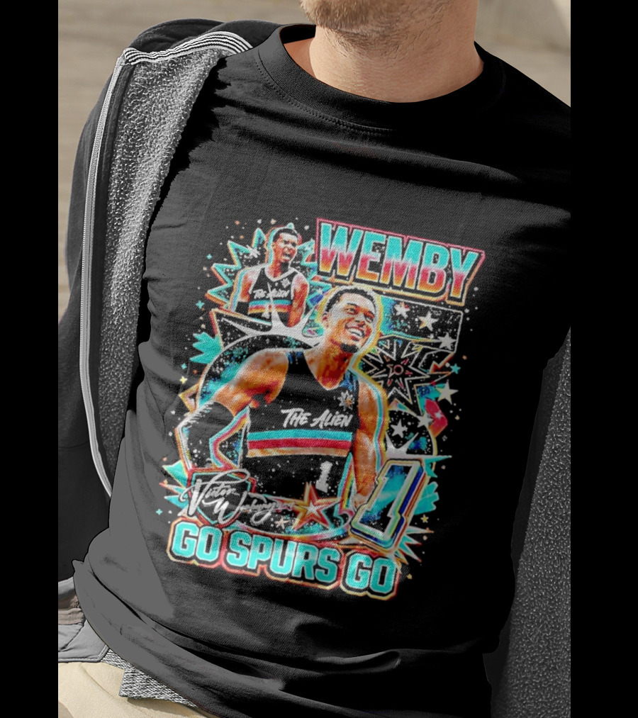 Wemby The Alien Go Spurs Go 90s Bootleg Retro Stars Number One T-Shirt