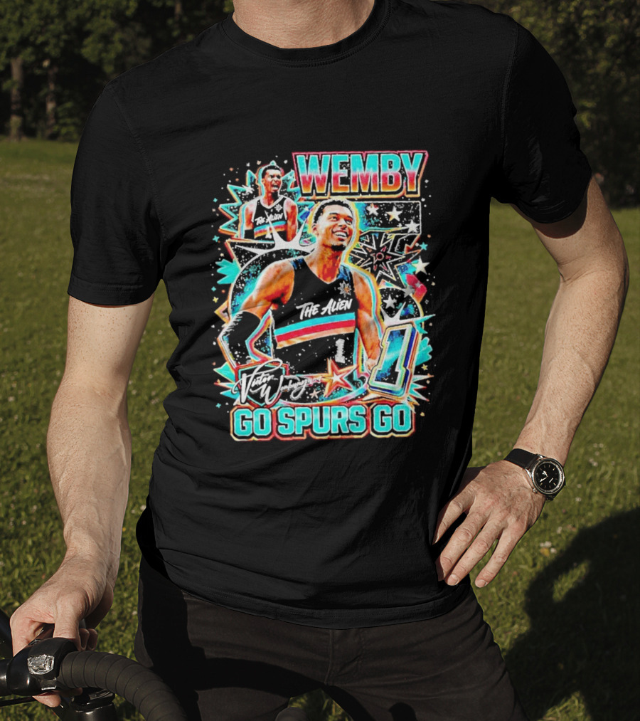 Wemby The Alien Go Spurs Go 90s Bootleg Retro Stars Number One T-Shirt