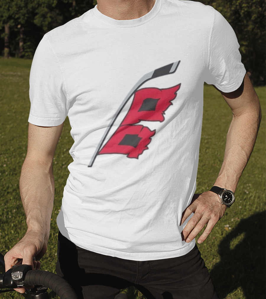 Carolina Hurricanes Red Storm Surge Hockey Stick Flag T-Shirt