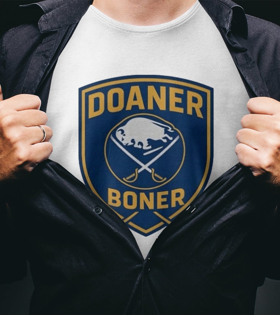Buffalo Sabres Doaner Boner Logo With Crossed Hockey Sticks T-Shirt