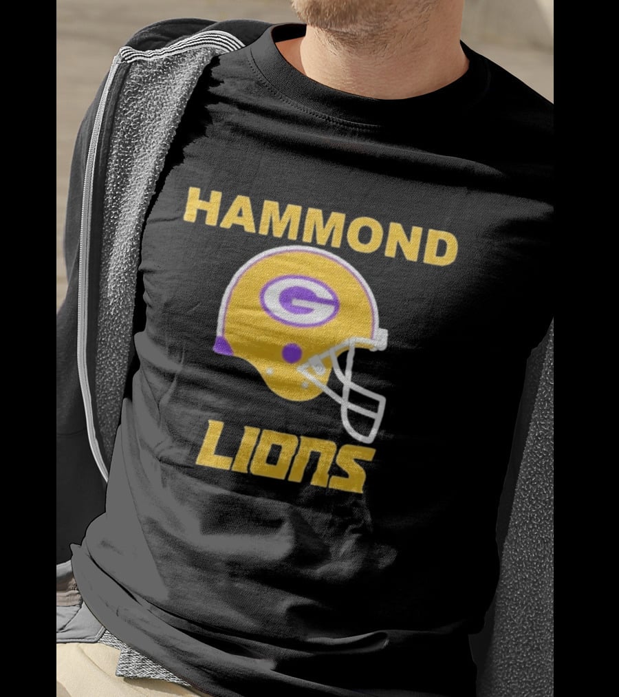 Hammond Lions Yellow Football Helmet Team Spirit T-Shirt