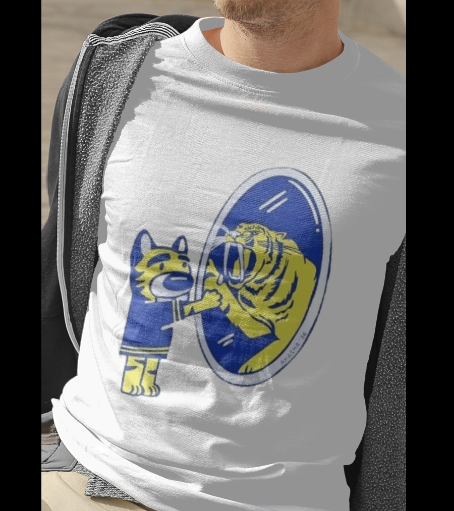 Buffalo Sabres Saber Tooth Tiger Mirror Reflection Comic T-Shirt