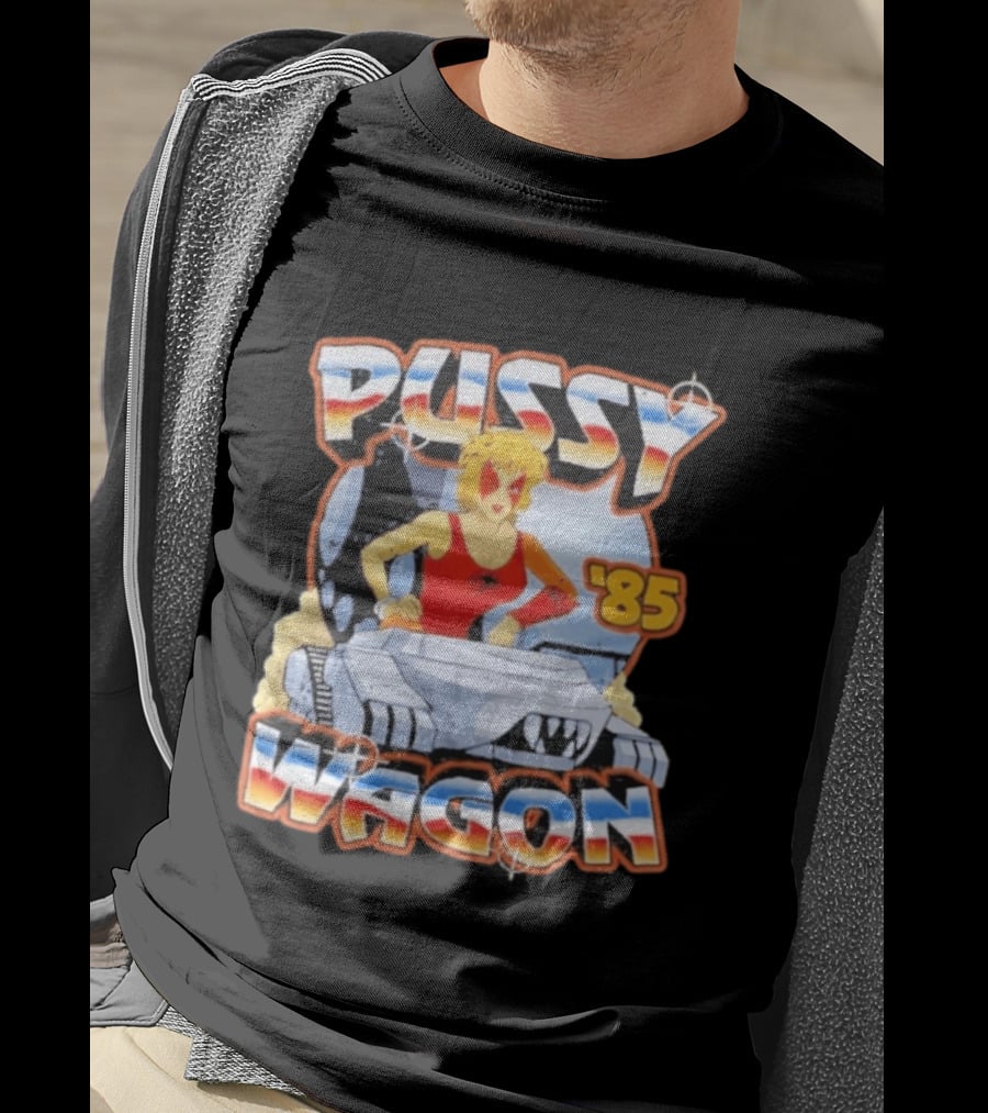 Pussy Wagon 85 Retro Car Girl Tank Cartoon T-Shirt