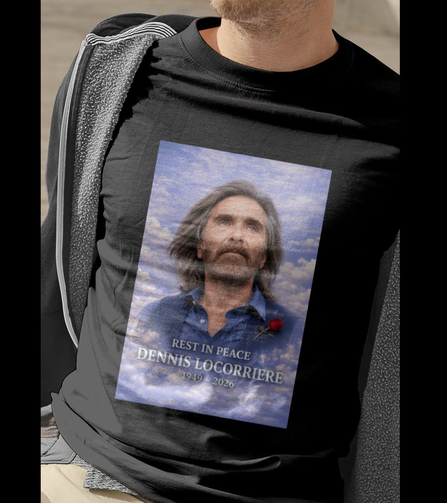 Rest In Peace Dennis Locorriere 1949 2026 Memorial Tribute With Rose And Clouds T-Shirt