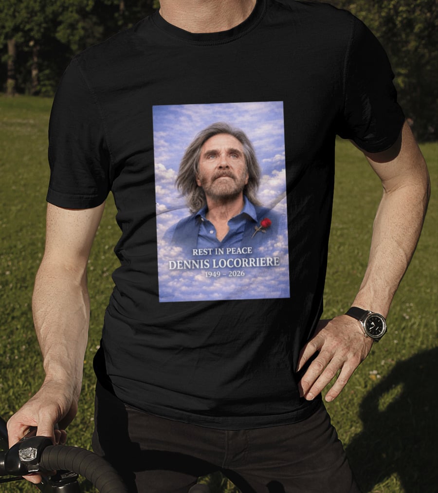 Rest In Peace Dennis Locorriere 1949 2026 Memorial Tribute With Rose And Clouds T-Shirt