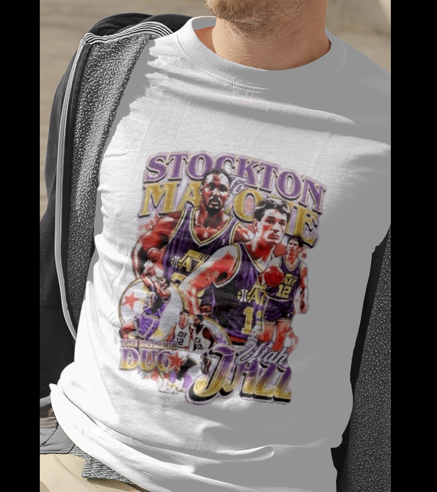 Stockton To Malone Utah Jazz Dynamic Duo Basketball Legends T-Shirt