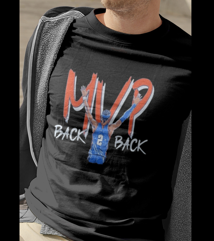 Shai Gilgeous Alexander SGA Back 2 Back MVP Basketball Star Number 2 T-Shirt