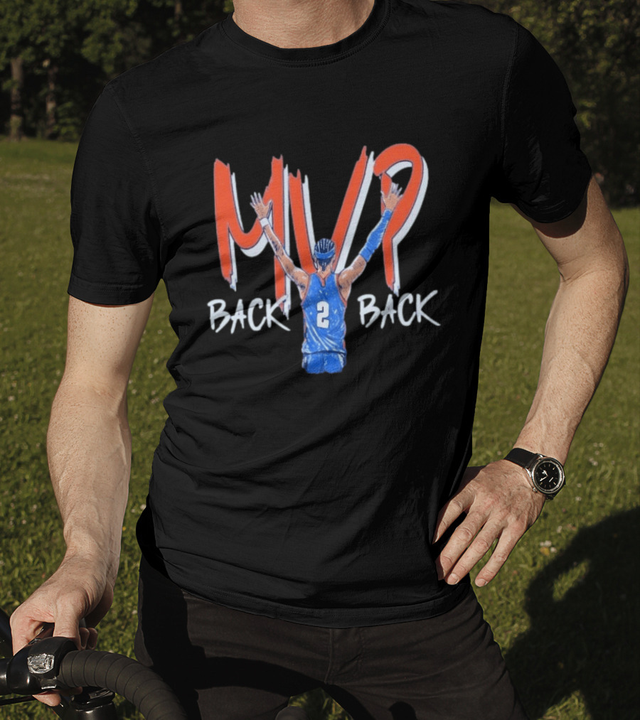 Shai Gilgeous Alexander SGA Back 2 Back MVP Basketball Star Number 2 T-Shirt