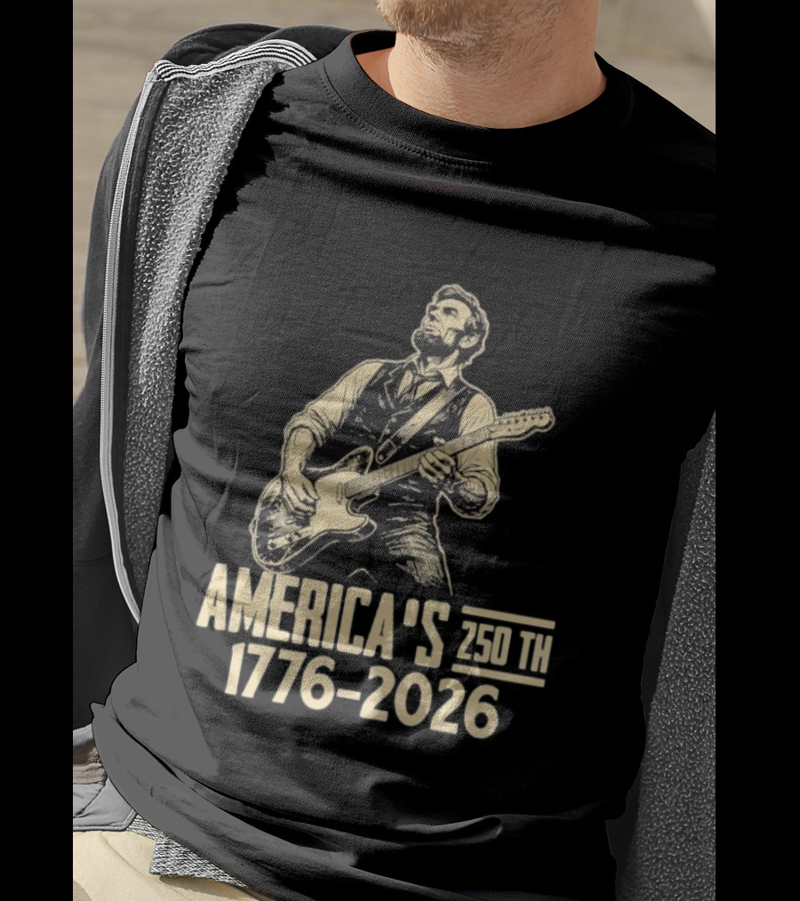 Abraham Lincoln Rocks Guitar America's 250th 1776 2026 T-Shirt
